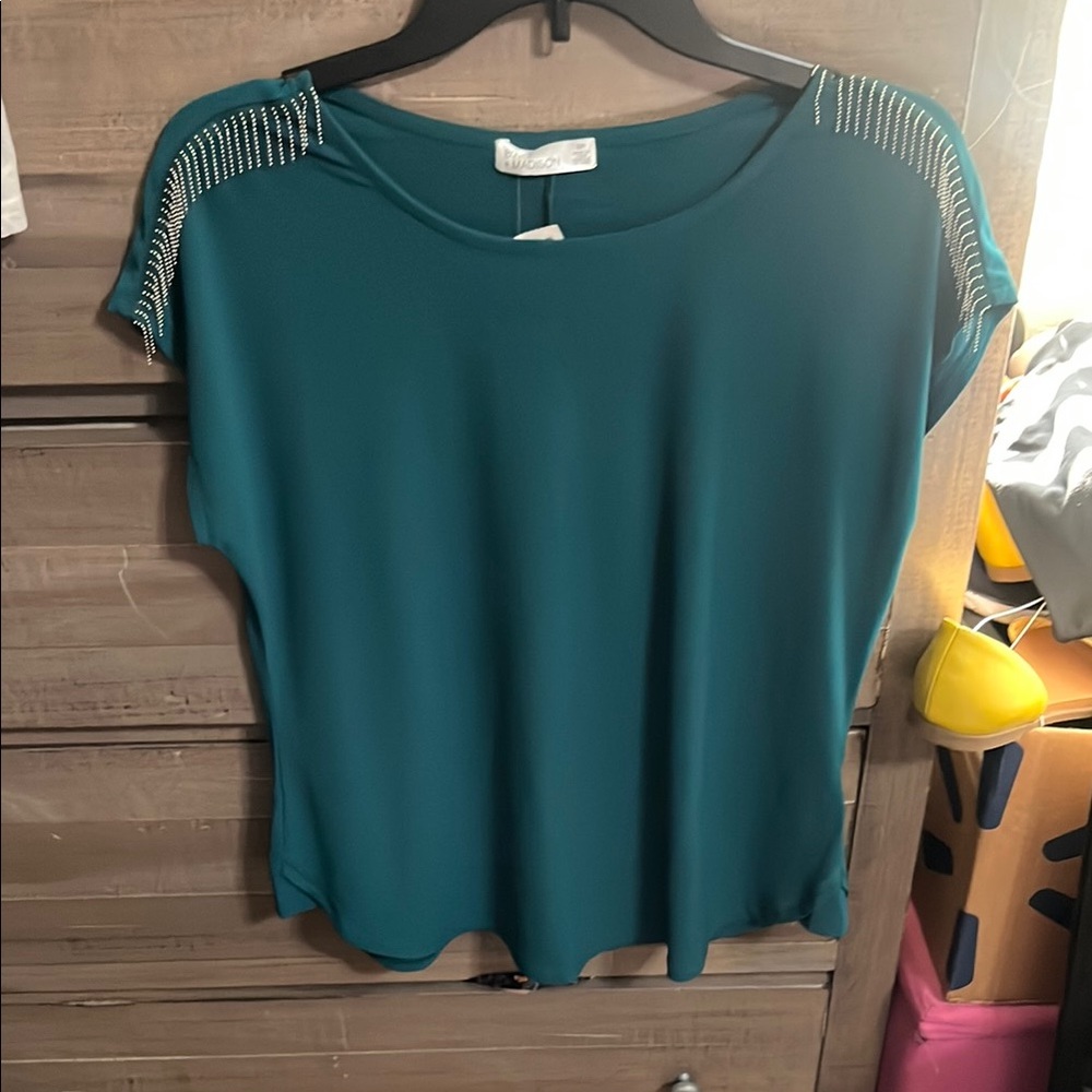 Teal Embellished Women's Top